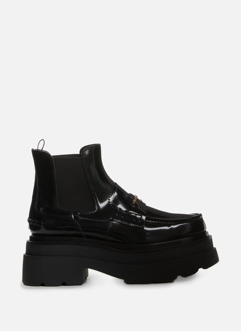Black patent leather moccasin ankle bootsALEXANDER WANG 