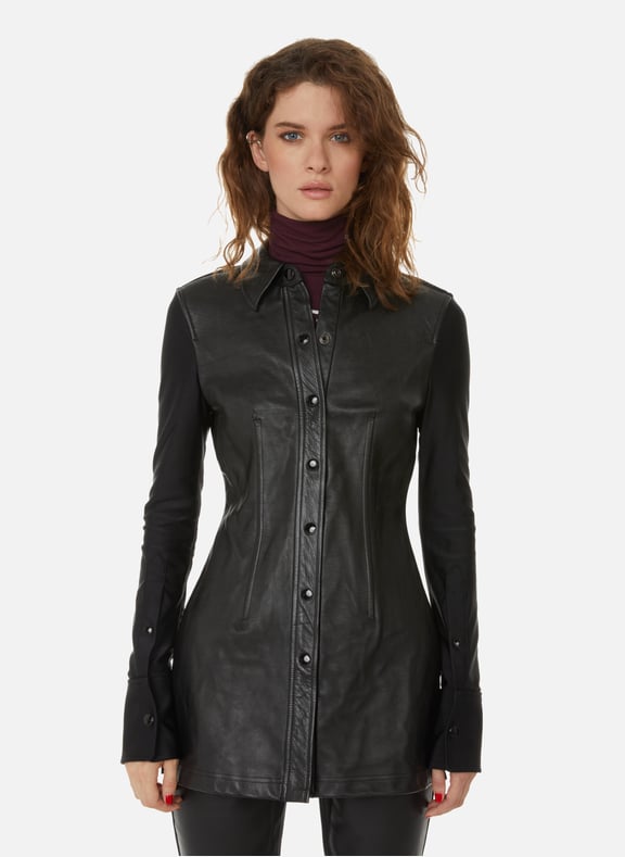 Chemise longue bi-matière Noir by ALEXANDER WANG ALEXANDER WANG Chemise longue bi-matière Noir
