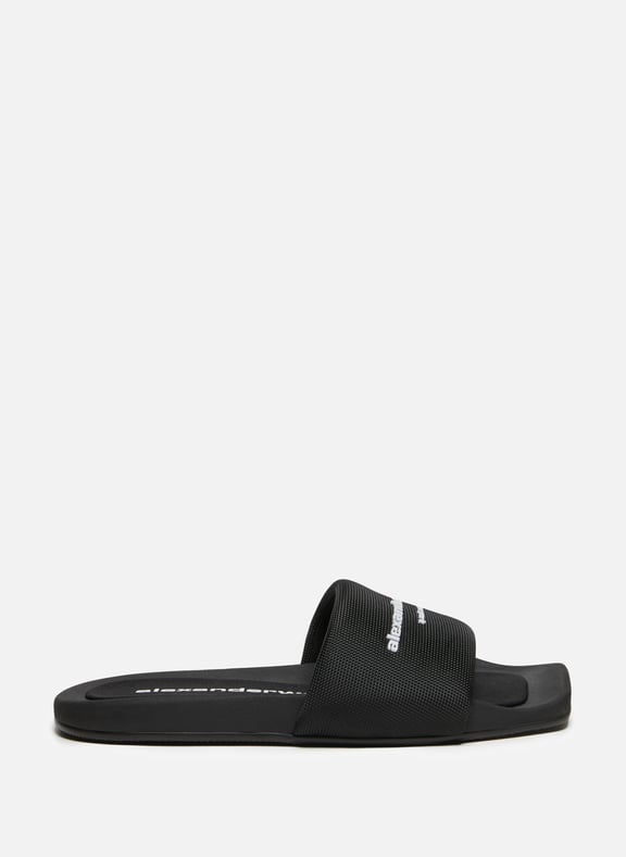 Claquettes à logo Noir by ALEXANDER WANG ALEXANDER WANG Claquettes à logo Noir