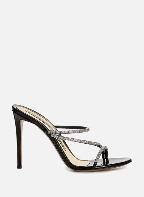 Black crystal and leather sandalsALEXANDRE VAUTHIER 