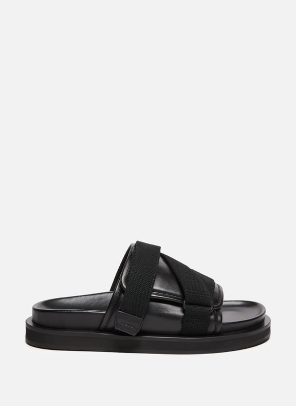 Mules en cuir à scratch Noir by AMBUSH AMBUSH Mules en cuir à scratch Noir