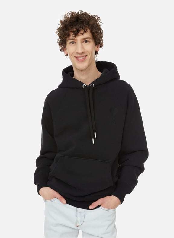 Hoodie en coton biologique Noir by AMI PARIS AMI PARIS Hoodie en coton biologique Noir