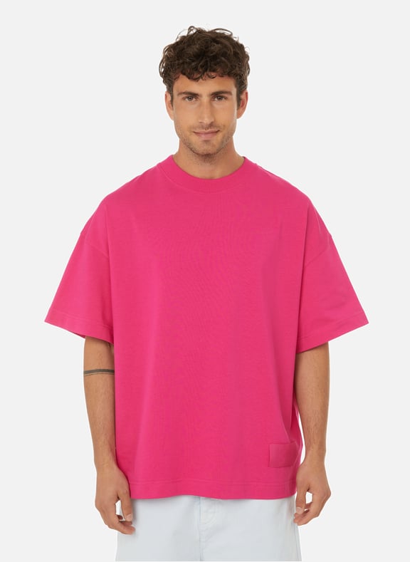 T-shirt oversize en coton biologique Rose by AMI PARIS AMI PARIS T-shirt oversize en coton biologique Rose