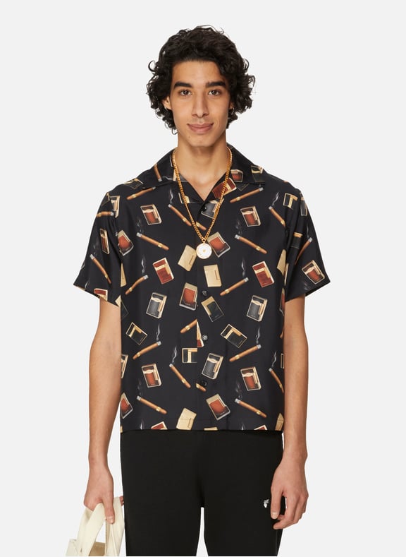 Chemise Cigar en soie Noir by AMIRI AMIRI Chemise Cigar en soie Noir