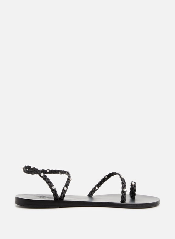 Sandales Eleftheria en cuir avec perles Noir by ANCIENT GREEK SANDALS ANCIENT GREEK SANDALS Sandales Eleftheria en cuir avec perles Noir