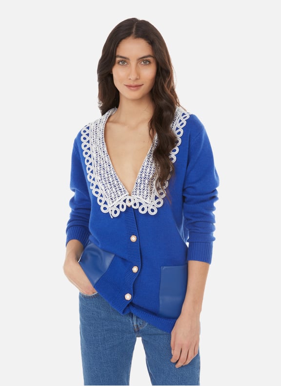 Cardigan long en laine Bleu by ANNE FONTAINE ANNE FONTAINE Cardigan long en laine Bleu