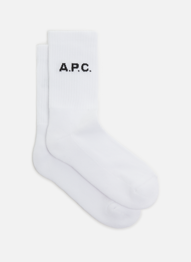 Chaussettes haute à logo en coton A.P.C.