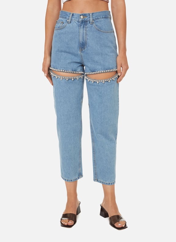 Jean Mom détails strass Bleu by AREA AREA Jean Mom détails strass Bleu