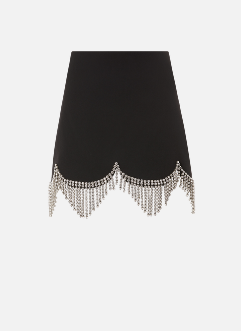 Mini skirt with crystals in virgin wool BlackAREA 