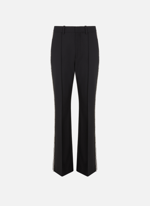 Trousers with rhinestones in wool blend BlackAREA 