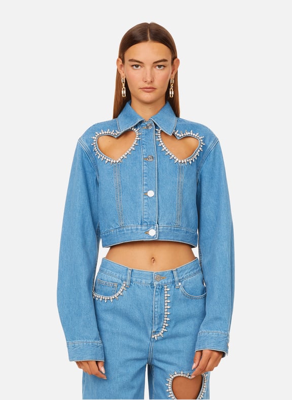 Veste en jean à strass Bleu by AREA AREA Veste en jean à strass Bleu