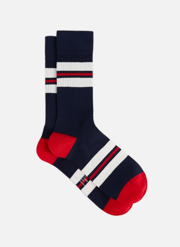 Chaussettes hautes rayées en coton mélangé Bleu by AU PRINTEMPS PARIS AU PRINTEMPS PARIS Chaussettes hautes rayées en coton mélangé Bleu