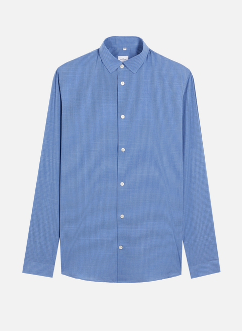 Chemise à carreaux en popeline de coton BleuAU PRINTEMPS PARIS 