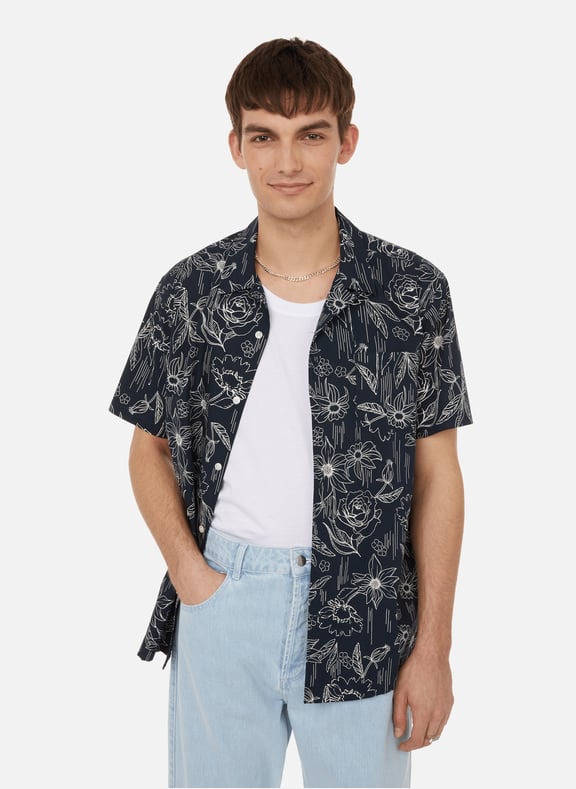 Chemise à imprimé en coton Bleu by AU PRINTEMPS PARIS AU PRINTEMPS PARIS Chemise à imprimé en coton Bleu