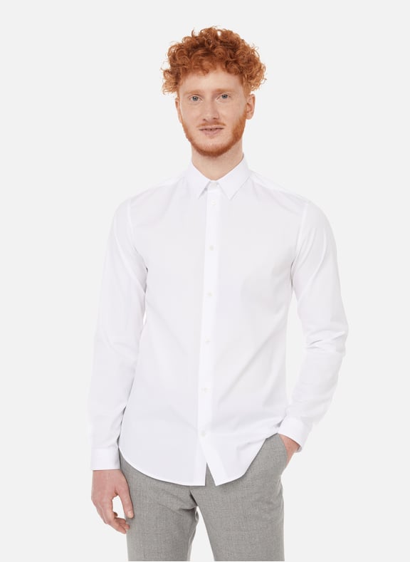 Chemise slim en coton Blanc by AU PRINTEMPS PARIS AU PRINTEMPS PARIS Chemise slim en coton Blanc