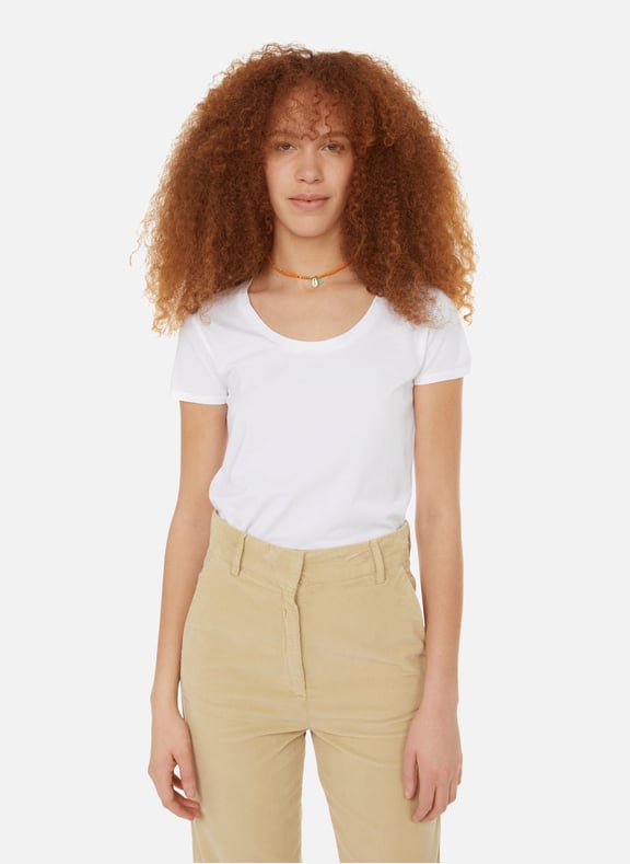 T-shirt col rond en coton Blanc by AU PRINTEMPS PARIS AU PRINTEMPS PARIS T-shirt col rond en coton Blanc