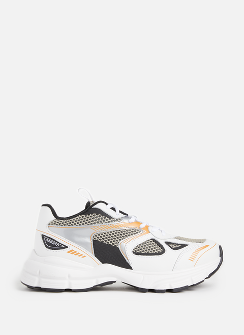 Marathon Runner bi-material sneakers in leather and textile WhiteAXEL ARIGATO 
