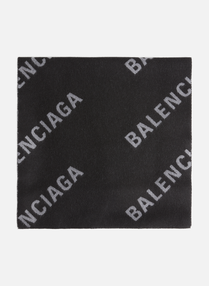 Écharpe Macro Allover Logo en laine  BALENCIAGA