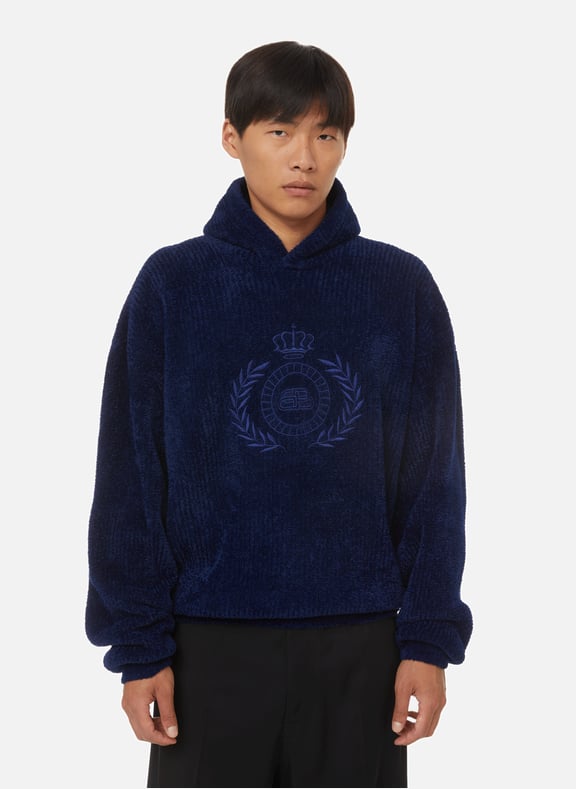 Hoodie en velours côtelé Bleu by BALENCIAGA BALENCIAGA Hoodie en velours côtelé Bleu