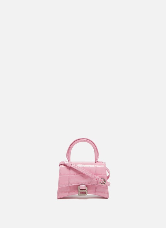 Mini sac Hourglass Top Handle en cuir Rose by BALENCIAGA BALENCIAGA Mini sac Hourglass Top Handle en cuir Rose