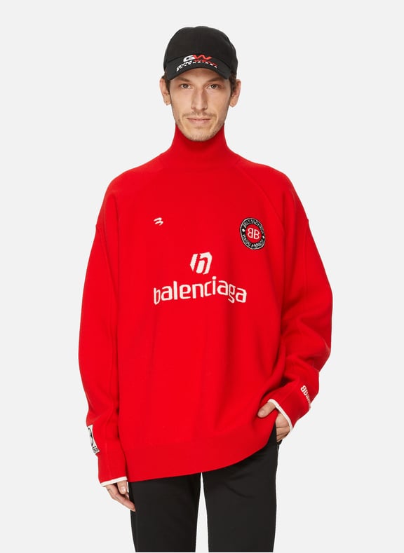 Pull à col roulé Soccer en laine et cachemire Rouge by BALENCIAGA BALENCIAGA Pull à col roulé Soccer en laine et cachemire Rouge