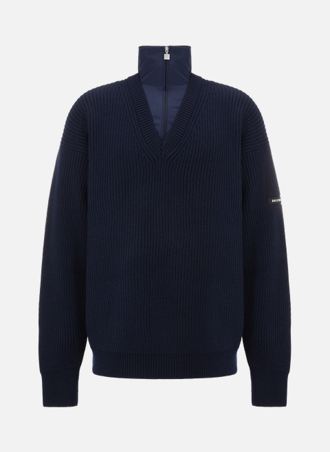 Blue wool trucker neck sweaterBALENCIAGA 