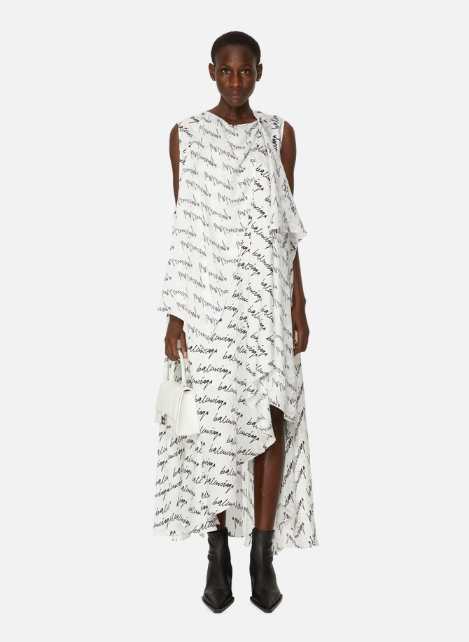 Stola-Kleid mit Scribble-Print aus Seide BALENCIAGA