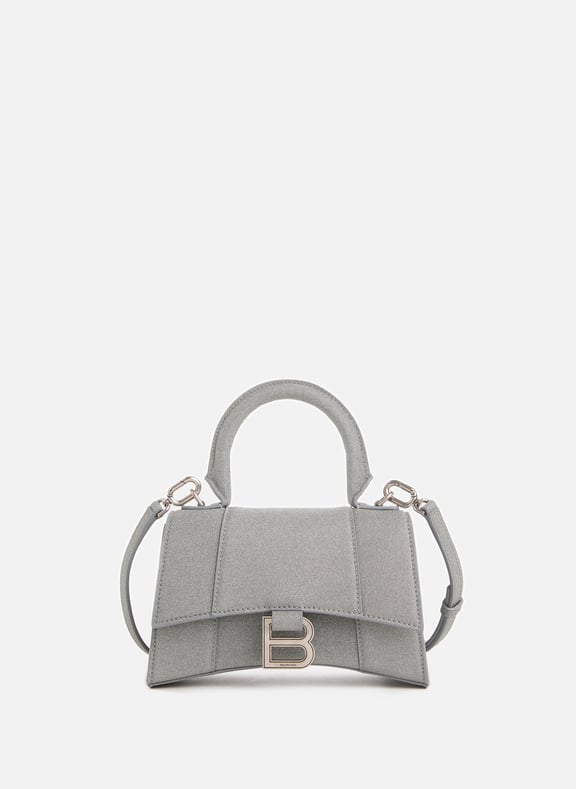 Sac à main Hourglass en matière pailletée Gris by BALENCIAGA BALENCIAGA Sac à main Hourglass en matière pailletée Gris