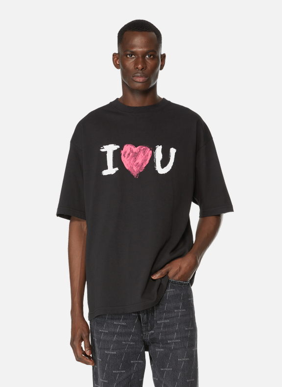 BALENCIAGA T-shirt I love U en coton Noir