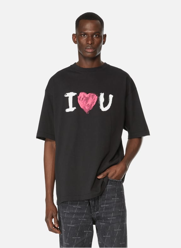 T-shirt I love U en coton Noir by BALENCIAGA BALENCIAGA T-shirt I love U en coton Noir