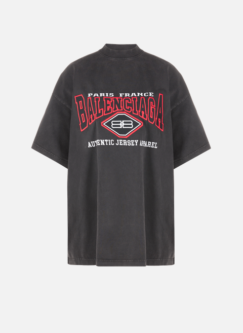 Übergroßes Baumwoll-Logo-T-Shirt SchwarzBALENCIAGA 