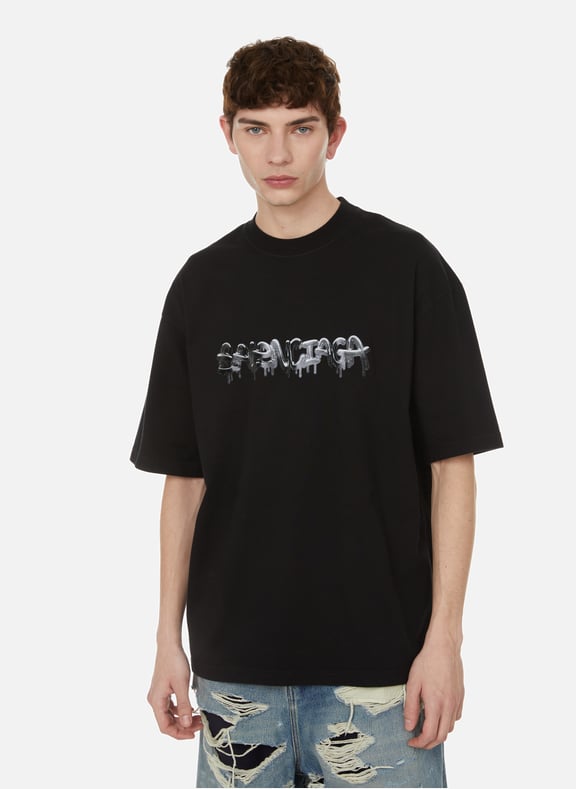 T-shirt oversize en coton Noir by BALENCIAGA BALENCIAGA T-shirt oversize en coton Noir