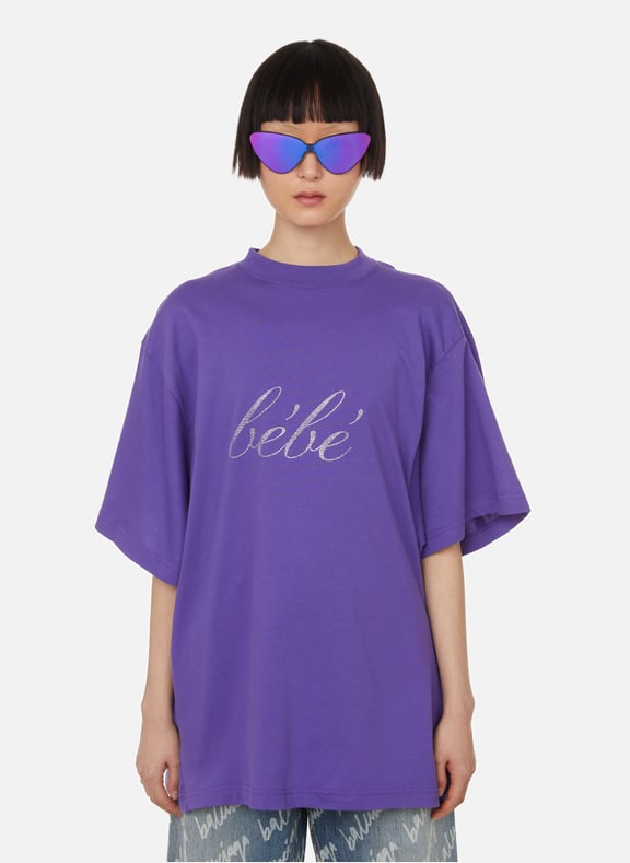 T-shirt oversize en coton Violet by BALENCIAGA BALENCIAGA T-shirt oversize en coton Violet