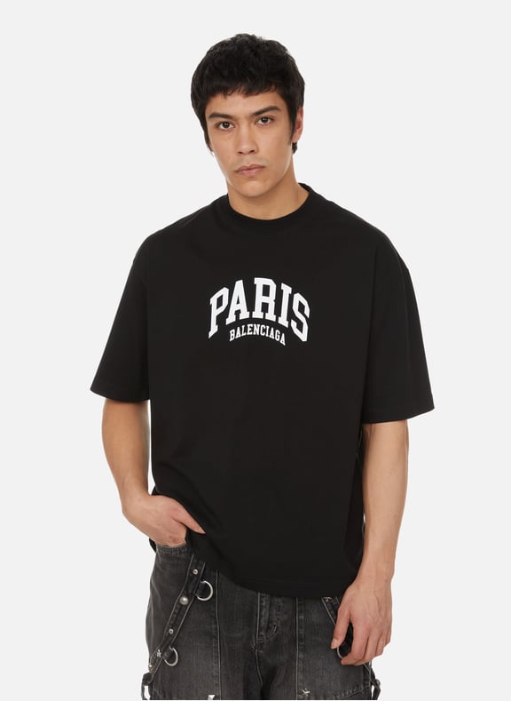 T-shirt Paris Balenciaga en coton Noir by BALENCIAGA BALENCIAGA T-shirt Paris Balenciaga en coton Noir