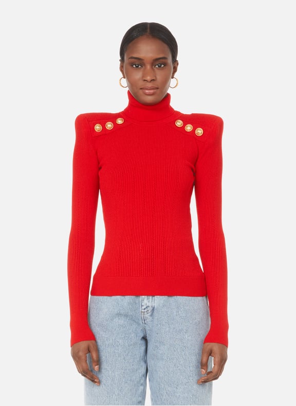 Pull à col roulé Rouge by BALMAIN BALMAIN Pull à col roulé Rouge