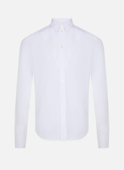 Hemd mit plissiertem Latz aus Baumwolle WeißBOTTEGA VENETA 