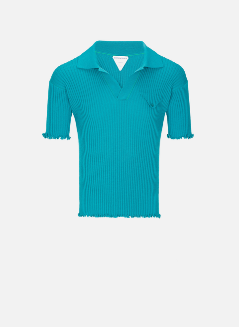 قميص Polo من الصوف باللون الأزرق من BOTTEGA VENETA 