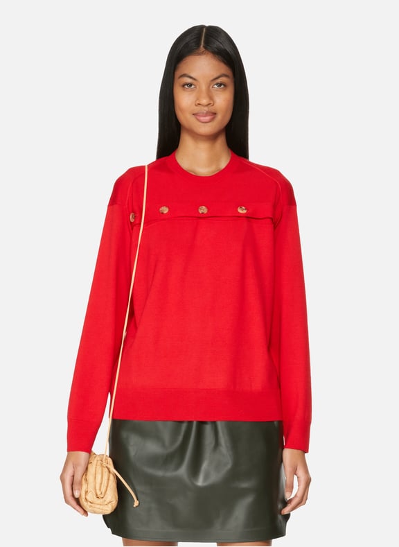 Pull boutonné en laine Rouge by BOTTEGA VENETA BOTTEGA VENETA Pull boutonné en laine Rouge