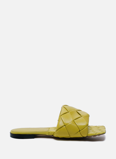 Gelbe flache Sandalen aus gewebtem LederBOTTEGA VENETA 
