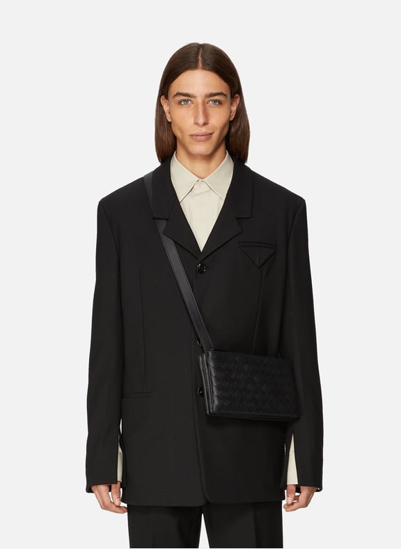 Veste droite en sergé de laine technique Noir by BOTTEGA VENETA BOTTEGA VENETA Veste droite en sergé de laine technique Noir
