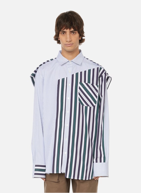 Chemise avec cape au dos en popeline de coton Bleu by BOTTER BOTTER Chemise avec cape au dos en popeline de coton Bleu