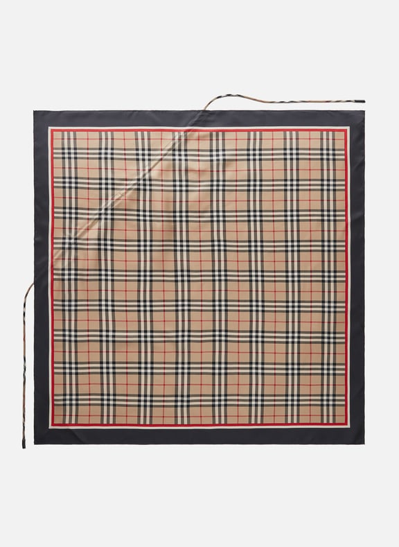 Carré de soie Vintage check avec cordon de serrage Beige by BURBERRY BURBERRY Carré de soie Vintage check avec cordon de serrage Beige