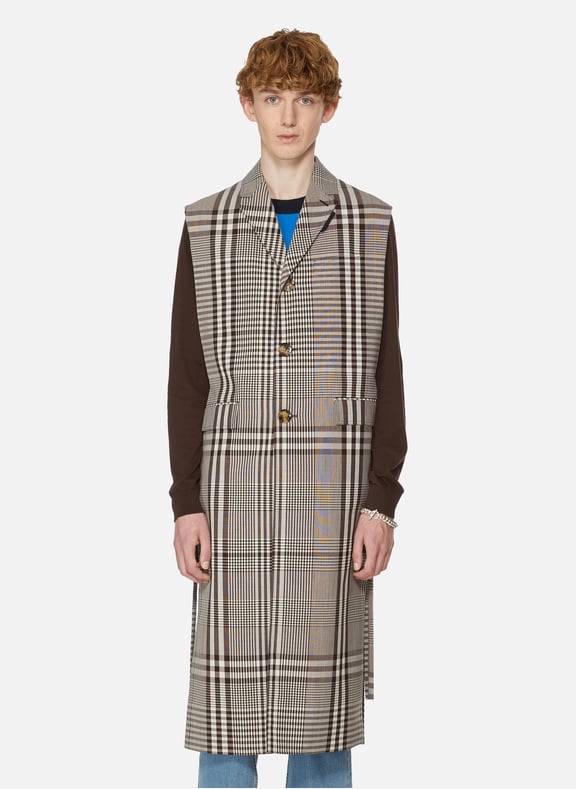 Manteau sans manches en laine technique check Marron by BURBERRY BURBERRY Manteau sans manches en laine technique check Marron