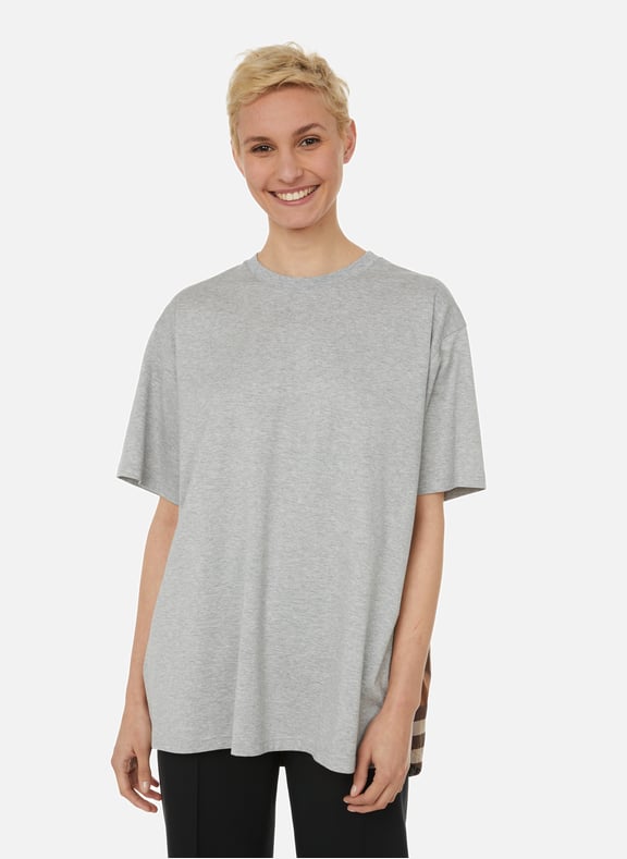 T-shirt bi-matière en coton Gris by BURBERRY BURBERRY T-shirt bi-matière en coton Gris