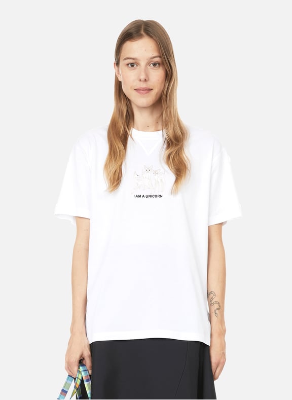 T-shirt brodé en coton Blanc by BURBERRY BURBERRY T-shirt brodé en coton Blanc