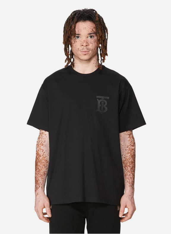 T-shirt oversize Monogram en coton Noir by BURBERRY BURBERRY T-shirt oversize Monogram en coton Noir