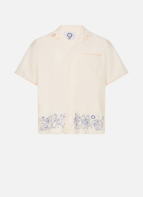 Shades Summer Orgy shirt in linen and cotton blend BeigeCARNE BOLLENTE 