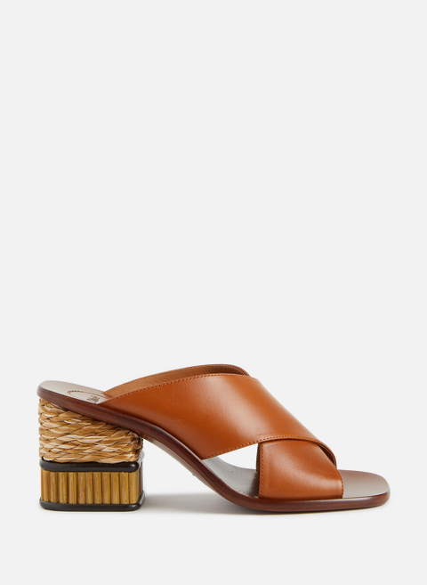 Laia mules in leather and raffia BrownCHLOÉ 