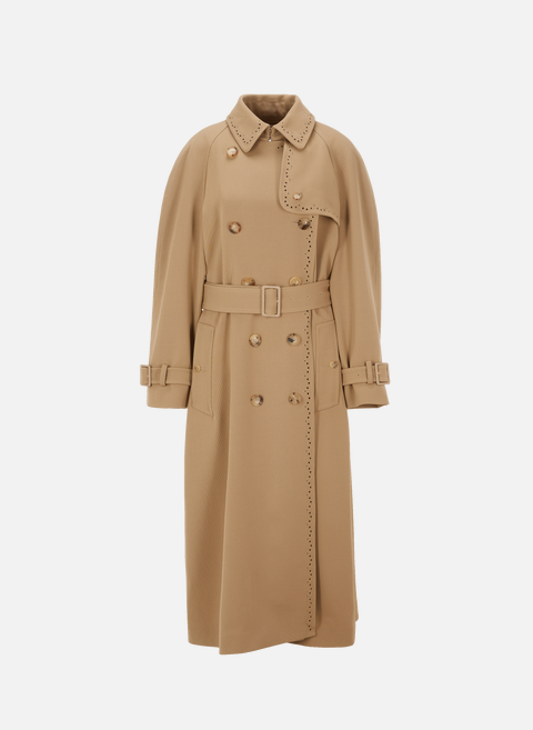 Wool trench coat with embroidered details BrownCHLOÉ 