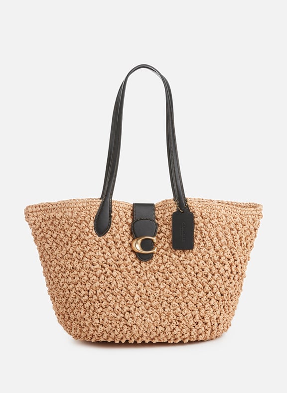 Sac cabas large en paille Noir by COACH COACH Sac cabas large en paille Noir